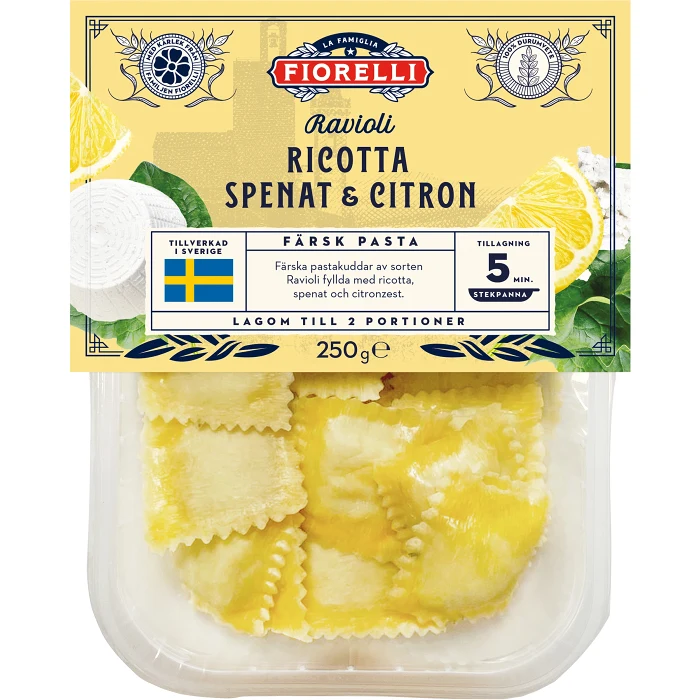 Ravioli Ricotta Spenat & Citron färsk 250g Fiorelli