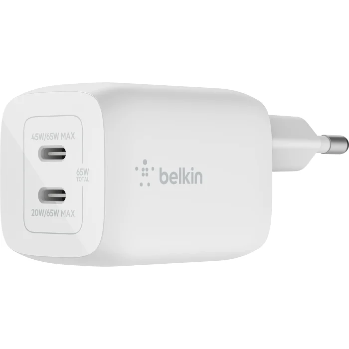 Väggladdare dubbel USB-C 65W Belkin
