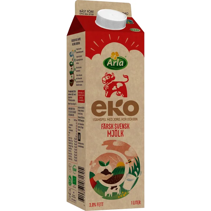 Färsk standardmjölk Ekologisk 3,0% 1l Arla Ko®