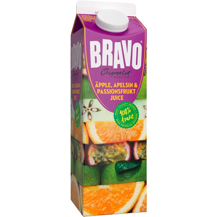 Äpple Apelsin & Passionsfruktsjuice 1l Bravo