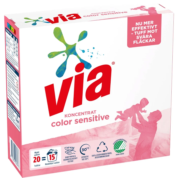Tvättmedel Color Sensitive Parfymfri 750g Via