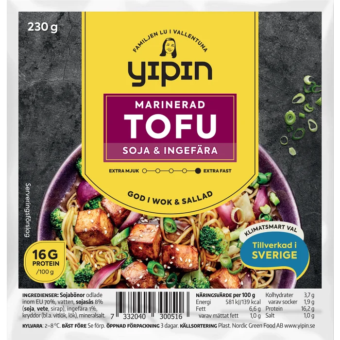 Tofu marinerad soja ingefära 230g Yipin