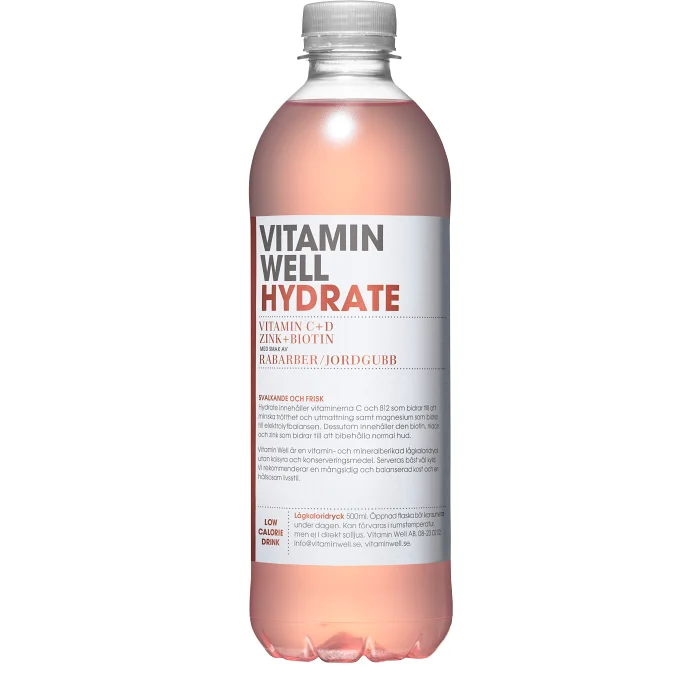 Hydrate Rabarber & jordgubb 50cl Vitamin Well