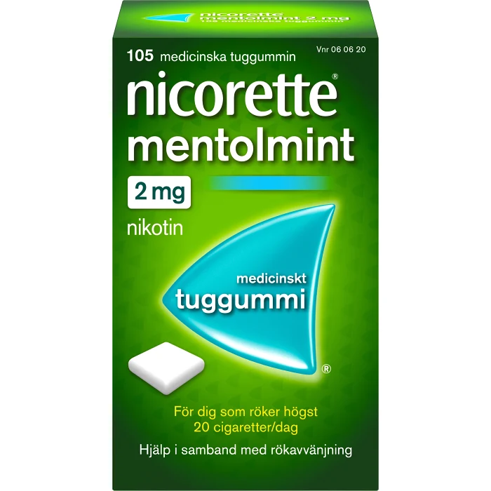 Nicorette Mentolmint Medicinskt tuggummi 2mg 105-p
