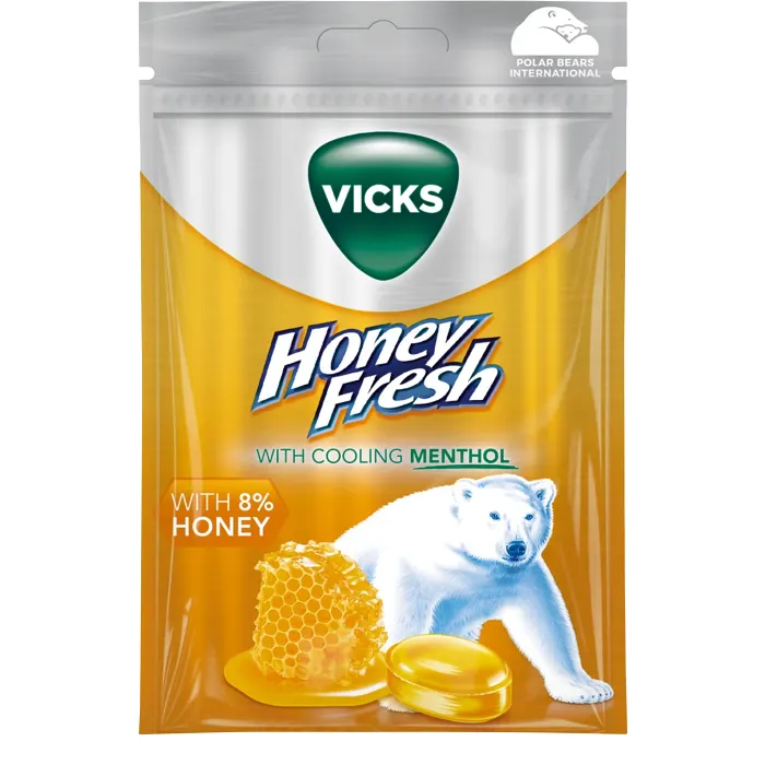Halstablett Honey Fresh & natural menthol 72g Vicks
