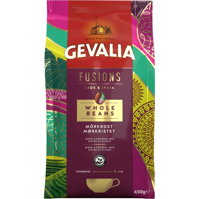 Kaffe Fusion Laos & India Hela Bönor 450g Gevalia