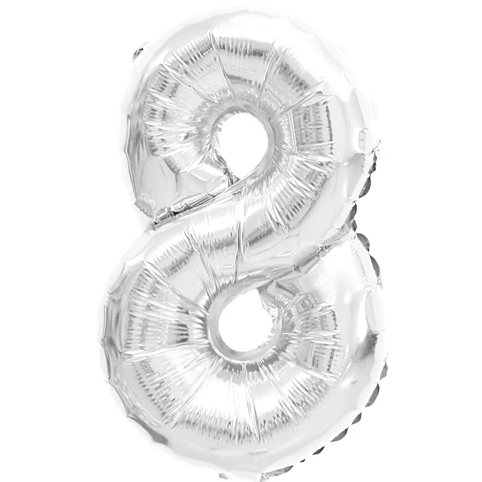 Folieballong Nr 8 Silver 35cm Happy Party