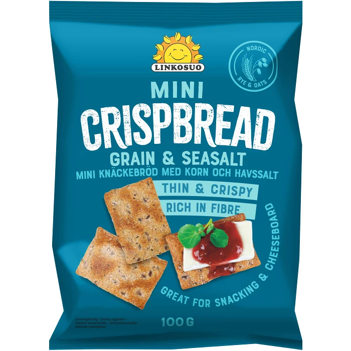 Mini Crispbread Grain & Sea Salt 100 g Linkosuo