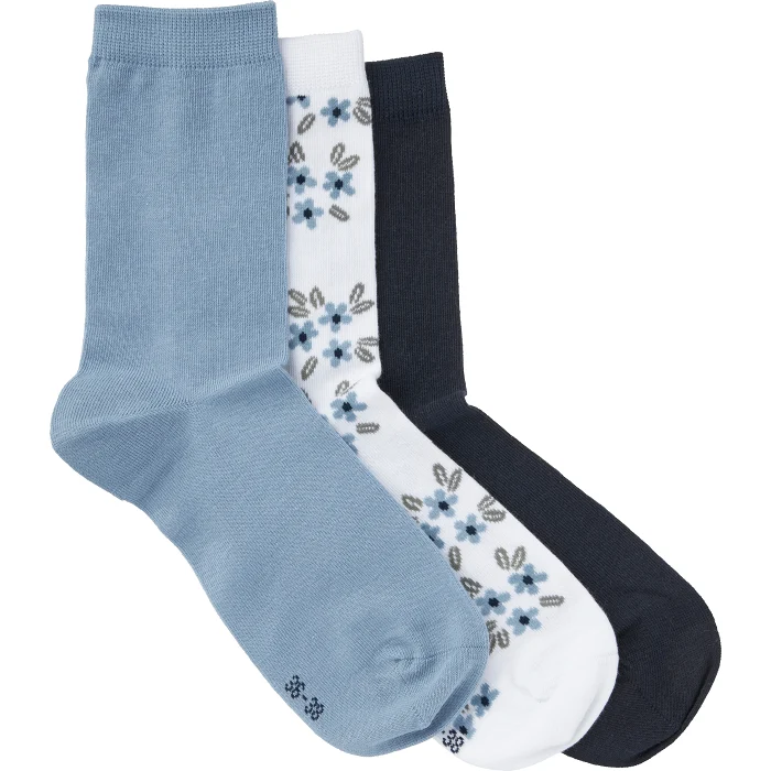 Strumpa 3p blomma 39/41 ICA I love eco