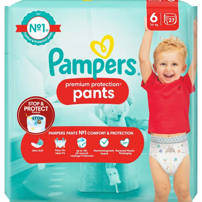 Byxblöjor Premium Protection Pants Strl 6 15+kg 27-p Pampers