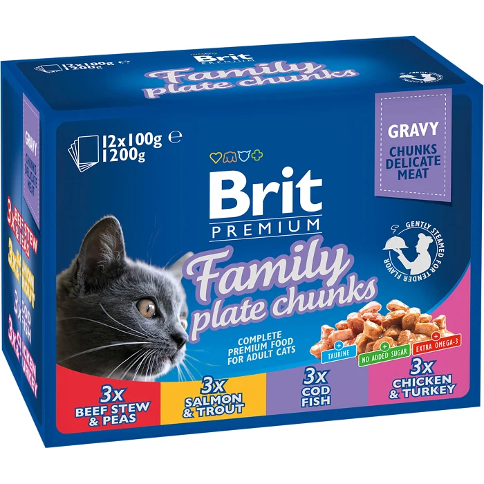 Kattmat Multipack bitar i sås 12st 1200 Gram Brit Premium