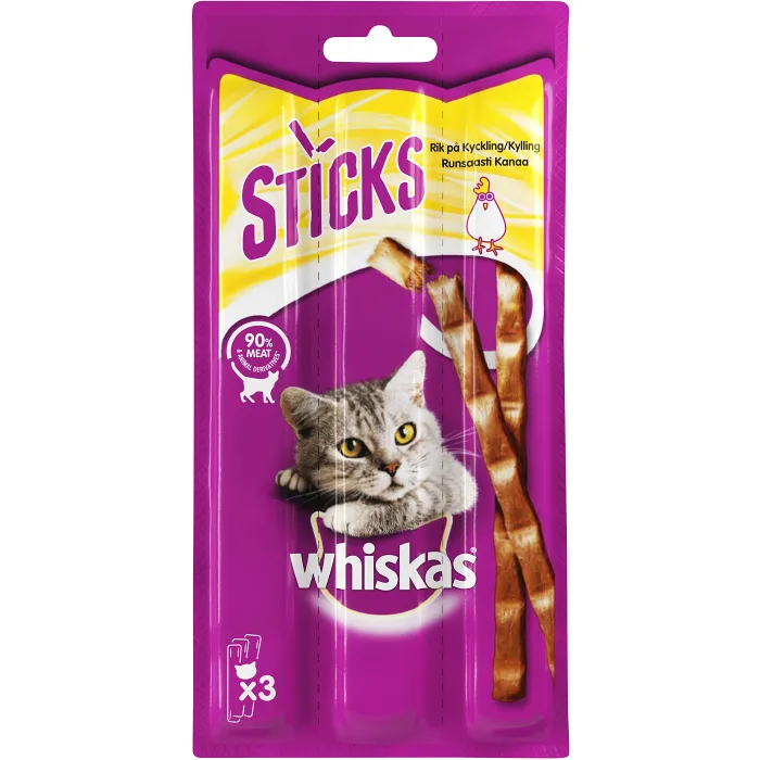 Kattgodis Sticks Kyckling 3-p 18g Whiskas