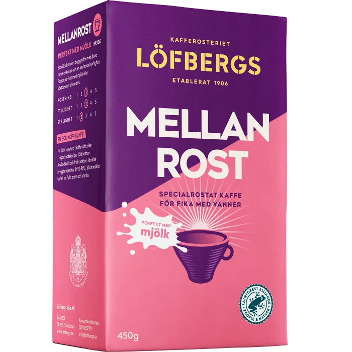 Bryggkaffe Mellanrost perfekt med mjölk 450g Löfbergs
