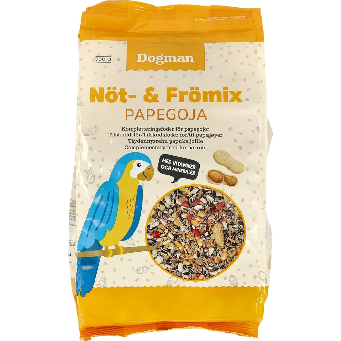 Fågelfoder Nöt & Frömix Papegoja 750g Dogman