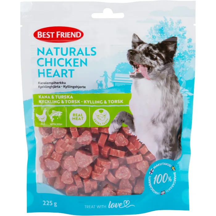 Hundsnacks Naturals kycklhjärta 225 Gram Best friend