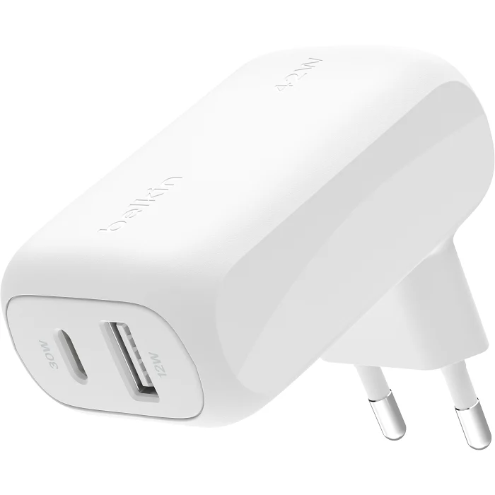 Väggladdare USB-C+USB-A Vit