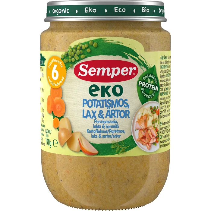 Potatismos Lax & Ärtor EKO 6m 190g Semper