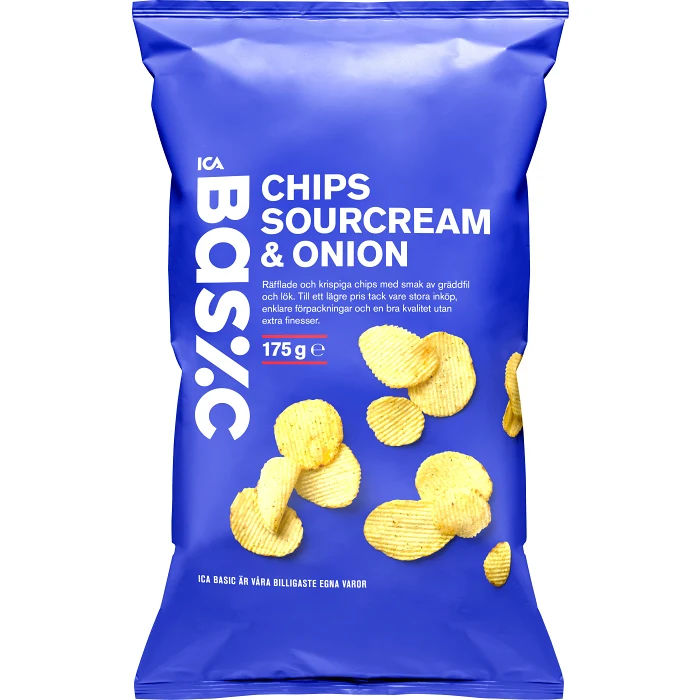 Chips Sourcream & Onion 175g ICA Basic