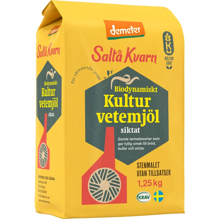 Vetemjöl Biodynamiskt Kulturvetemjöl siktat 1,25kg Saltå Kvarn