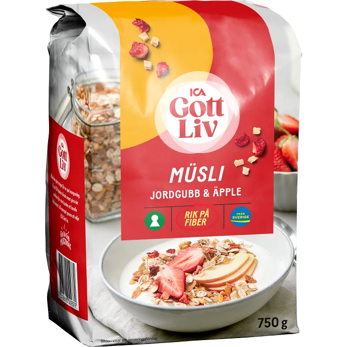 Müsli Jordgubb äpple 750 Gram ICA Gott Liv