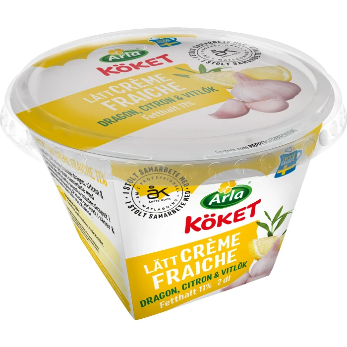 Crème fraiche Lätt Dragon Citron & Vitlök 11% 200ml Arla Köket®