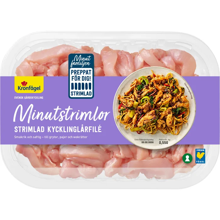 Kycklinglårfilé Färsk Minutstrimlor 550g Kronfågel