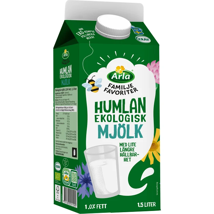 Mjölk Humlan Ekologisk 1% 1500ml KRAV Arla®