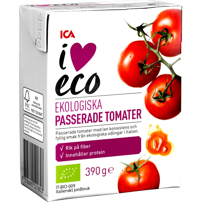 Passerade tomater 390g ICA I love eco