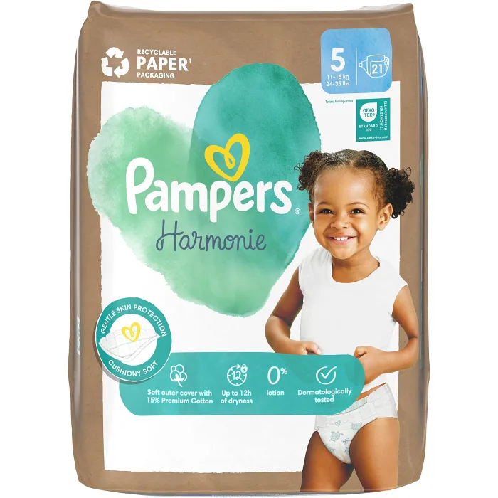 Blöjor Harmonie Strl 5 11+kg 21-p Pampers