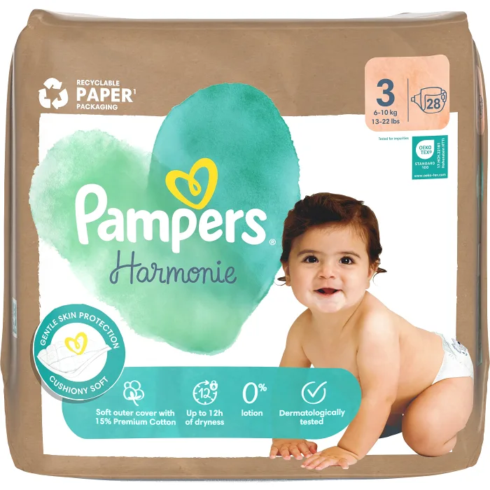 Blöjor Harmonie Strl 3 6-10kg 28-p Pampers