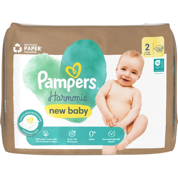 Blöjor Harmonie Strl 2 4-8kg 32-p Pampers