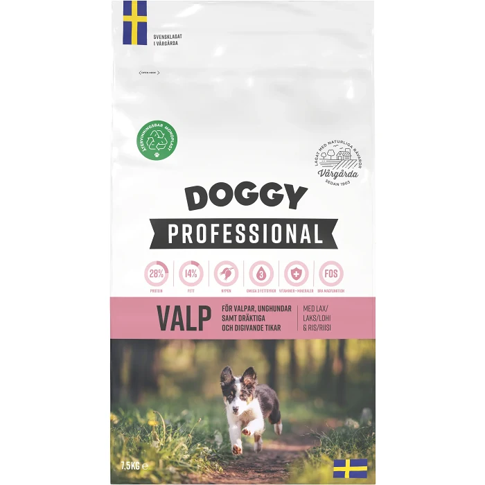 Hundmat Valp Lax & Ris 7.5kg Doggy Professional