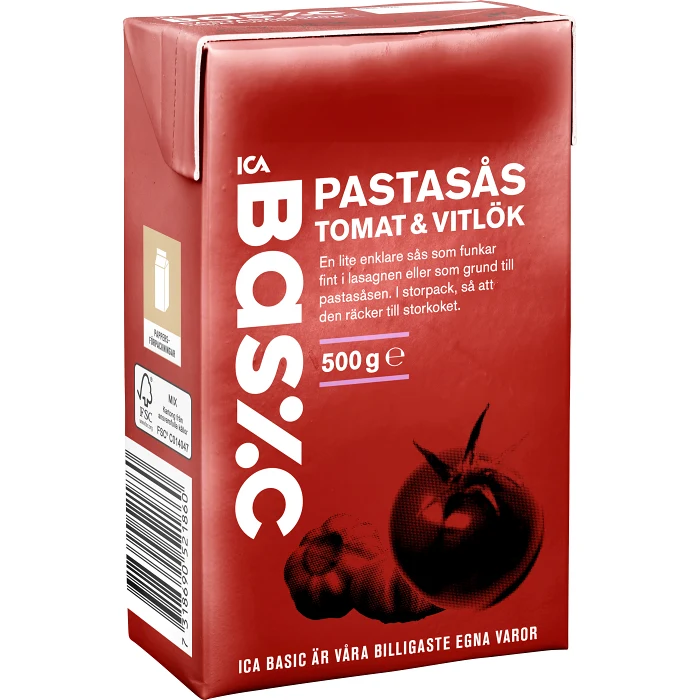 Pastasås med vitlök 500g ICA Basic