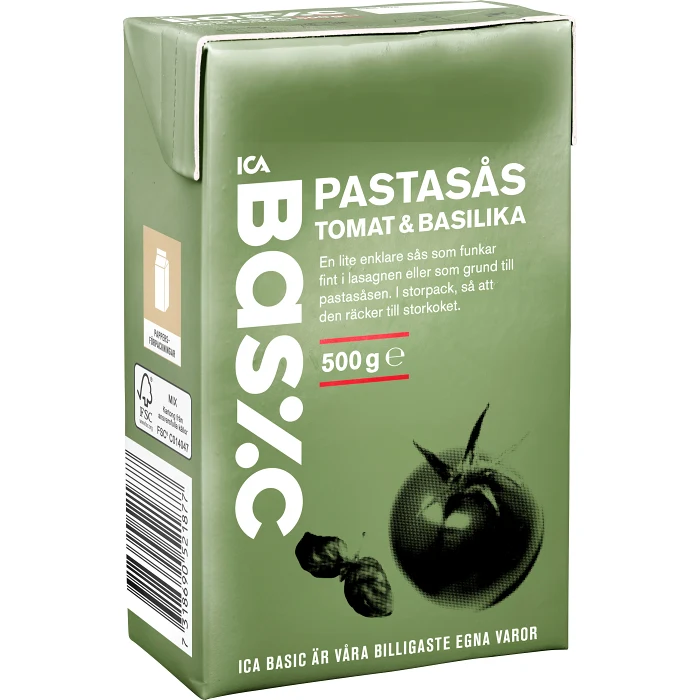 Pastasås med basilika 500g ICA Basic