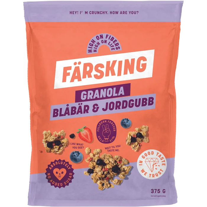 Granola blåbär jordgubb 375g Färsking | Handla mat online från din ...