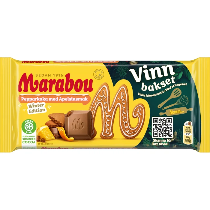 Chokladkaka Pepparkaka med Apelsinsmak LTD 185g Marabou