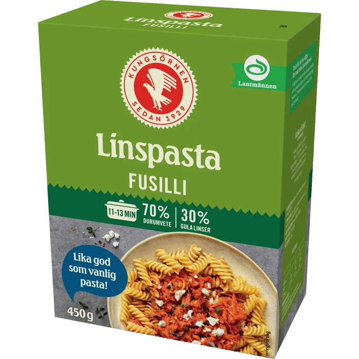 Linspasta Fusilli 450g Kungsörnen