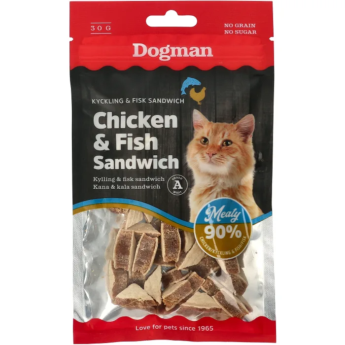 Kattsnacks Chicken & Fish Sandwich 30g Dogman