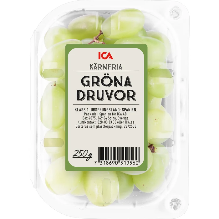 Gröna Druvor kärnfria 250g Klass 1 ICA