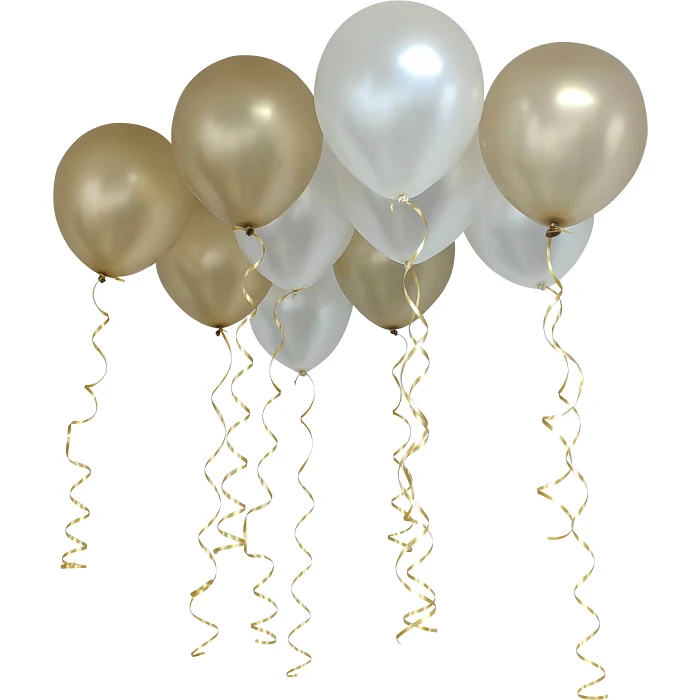 Ballong 10-p m band vit/guld 30cm Festive
