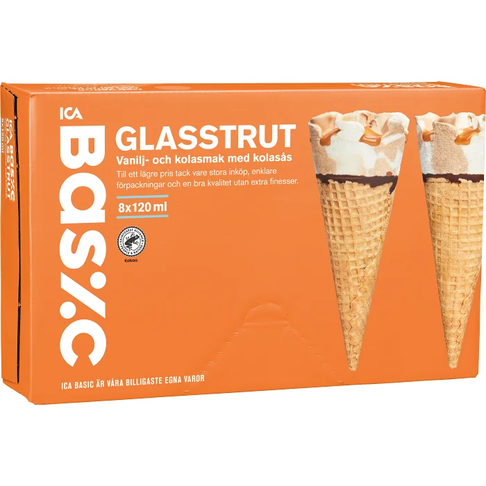 Glasstrut med vanilj- och kolassmak med kolasås 8-p 120ml ICA Basic