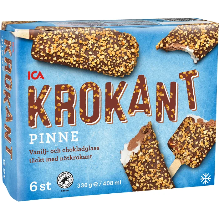 Vanilj- och chokladglass Krokantpinne 6-p ICA