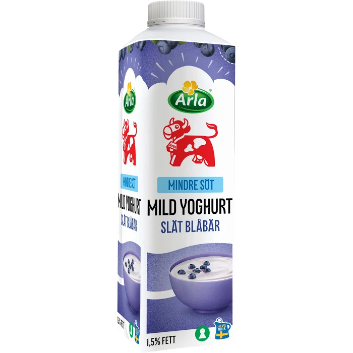 Yoghurt Mild Blåbär 1,5% lättsockrad 1000g Arla Ko®