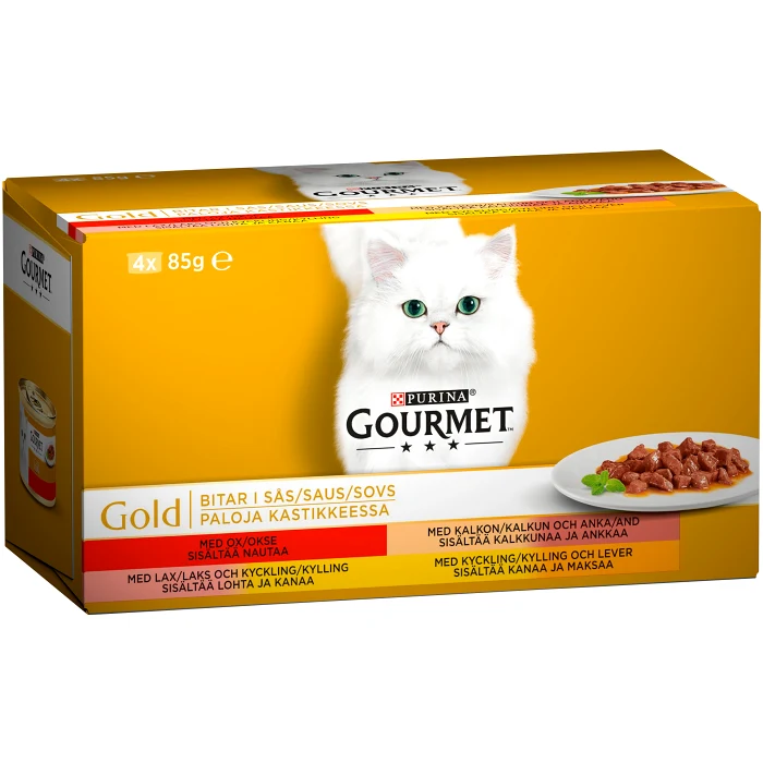 Kattmat Kött i sås 4-p 340g Gourmet