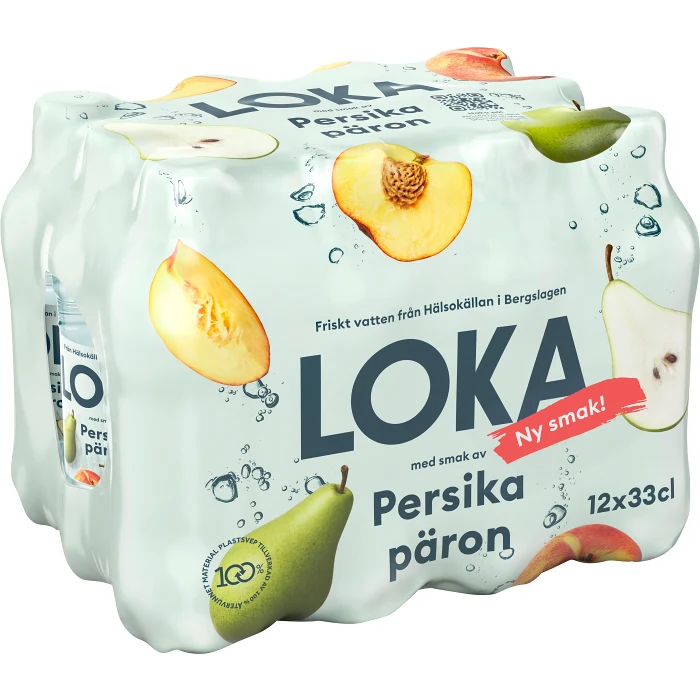 Kolsyrat Vatten Persika Päron 12-p 33cl Loka