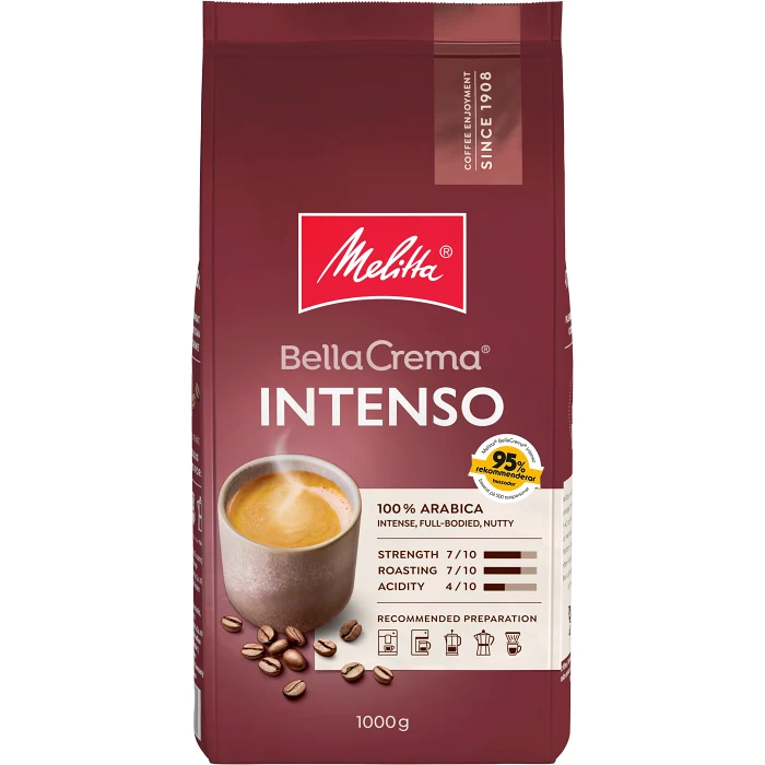 Kaffe Bella Crema Intenso Hela bönor 1kg Melitta