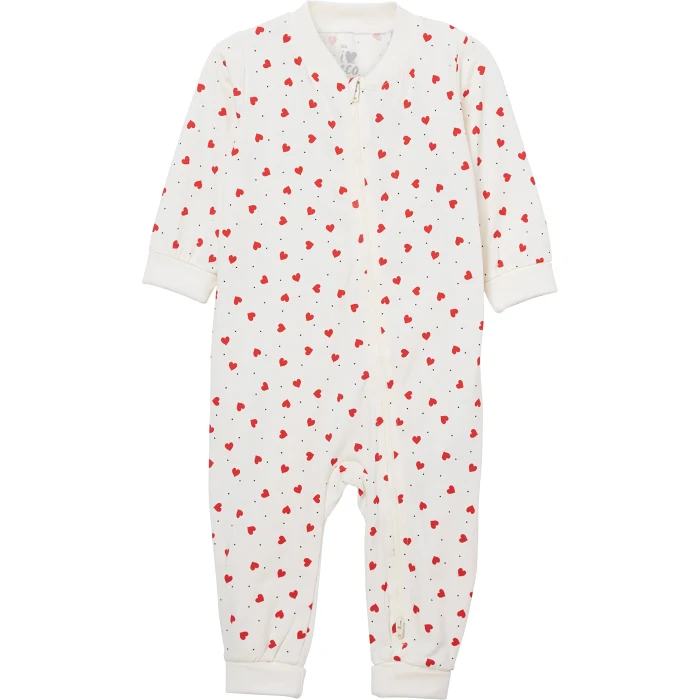 Babypyjamas vit med hjärtan strl 80 ICA I love eco