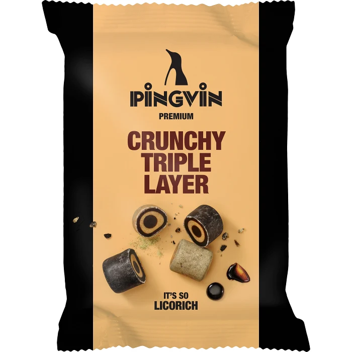 Godispåse Crunchy Triple Layer Lakrits 90g Pingvin