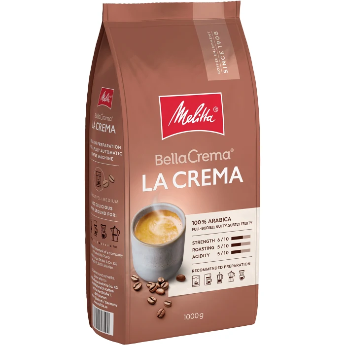 Kaffe Bella Crema Lacrema Hela bönor 1kg Melitta