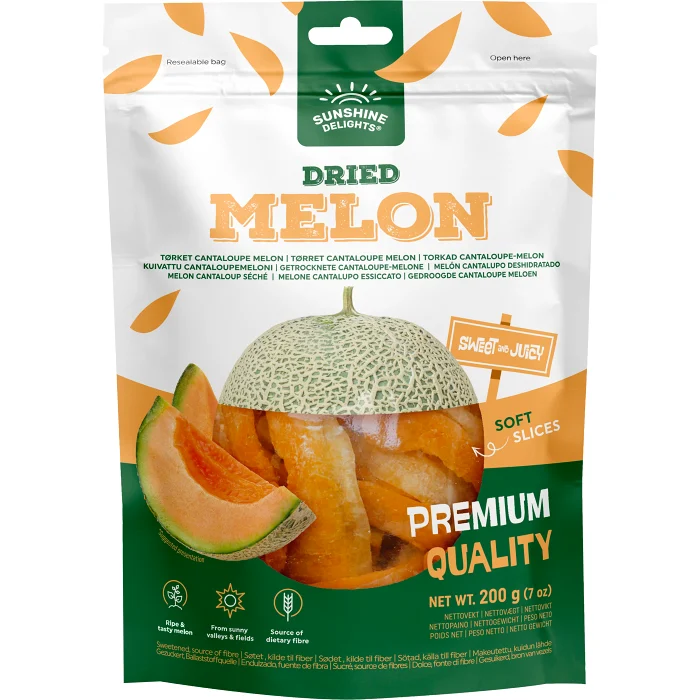 Torkad frukt Tropisk Dried Melon 200g Sunshine Delights